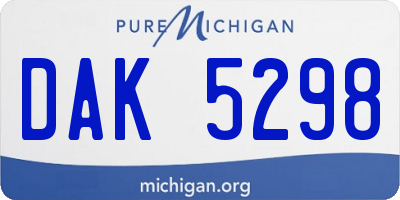 MI license plate DAK5298