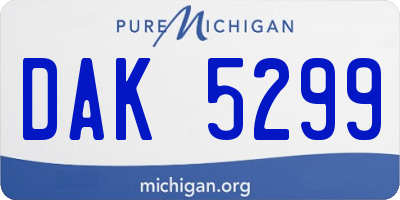 MI license plate DAK5299