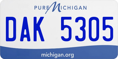 MI license plate DAK5305