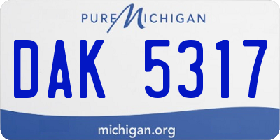 MI license plate DAK5317