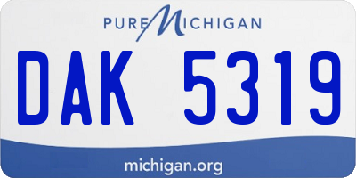 MI license plate DAK5319