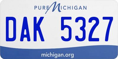 MI license plate DAK5327
