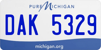 MI license plate DAK5329