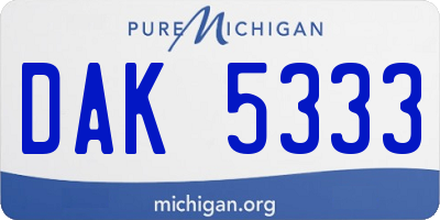 MI license plate DAK5333