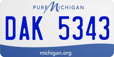 MI license plate DAK5343
