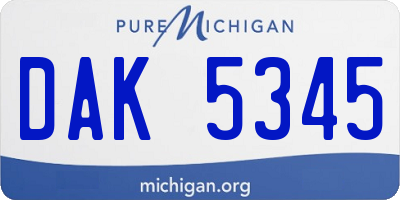 MI license plate DAK5345