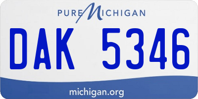 MI license plate DAK5346