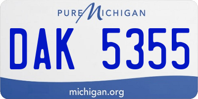 MI license plate DAK5355