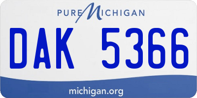 MI license plate DAK5366
