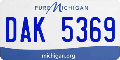 MI license plate DAK5369