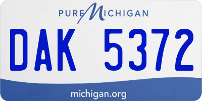 MI license plate DAK5372
