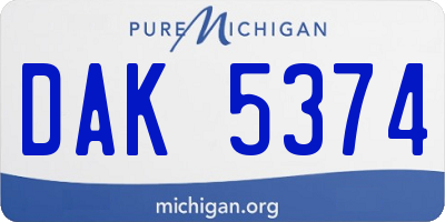 MI license plate DAK5374