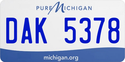 MI license plate DAK5378