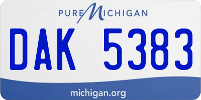 MI license plate DAK5383