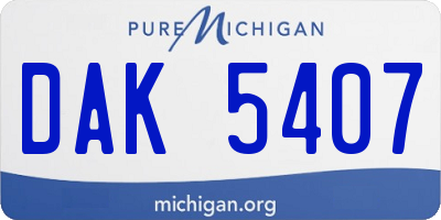 MI license plate DAK5407