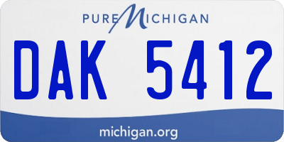 MI license plate DAK5412