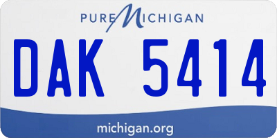 MI license plate DAK5414