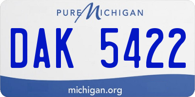 MI license plate DAK5422