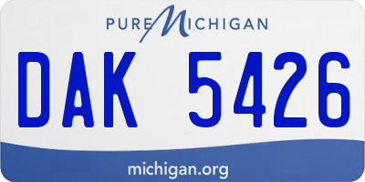 MI license plate DAK5426