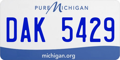 MI license plate DAK5429