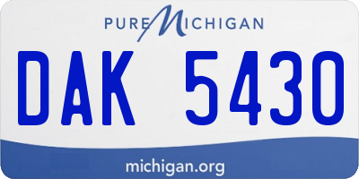 MI license plate DAK5430