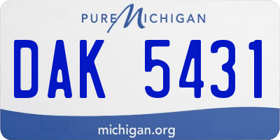 MI license plate DAK5431