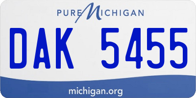 MI license plate DAK5455