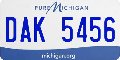 MI license plate DAK5456