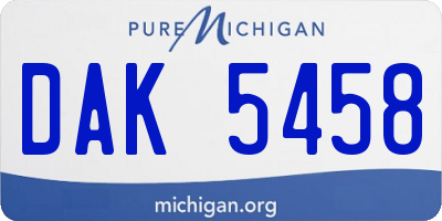 MI license plate DAK5458