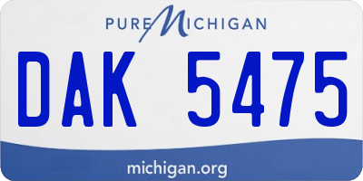 MI license plate DAK5475