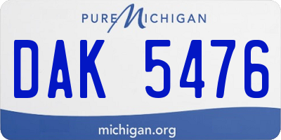 MI license plate DAK5476