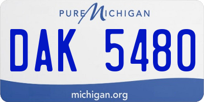MI license plate DAK5480