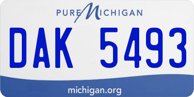 MI license plate DAK5493
