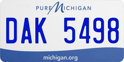 MI license plate DAK5498