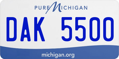 MI license plate DAK5500