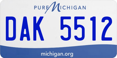 MI license plate DAK5512