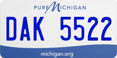 MI license plate DAK5522