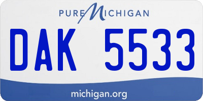 MI license plate DAK5533