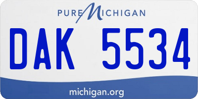 MI license plate DAK5534