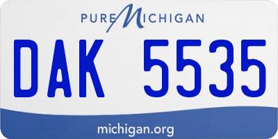 MI license plate DAK5535