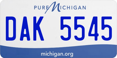 MI license plate DAK5545