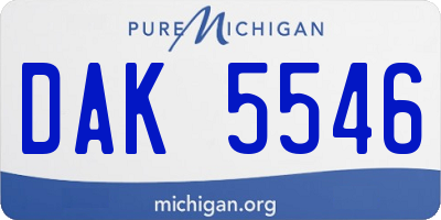 MI license plate DAK5546