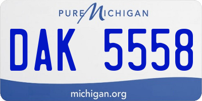 MI license plate DAK5558
