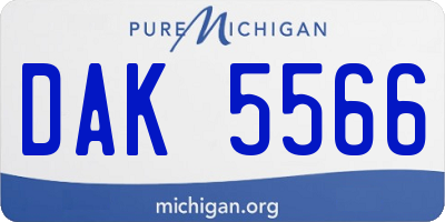 MI license plate DAK5566