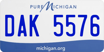 MI license plate DAK5576
