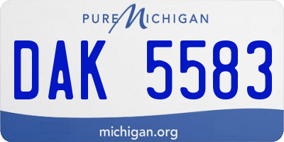 MI license plate DAK5583