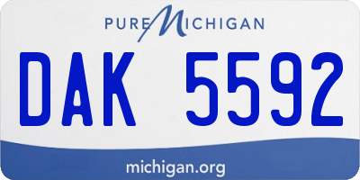 MI license plate DAK5592