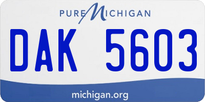 MI license plate DAK5603