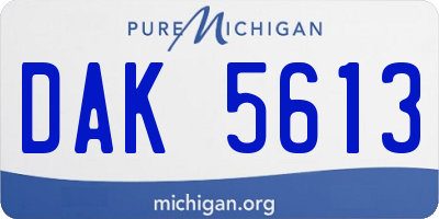 MI license plate DAK5613