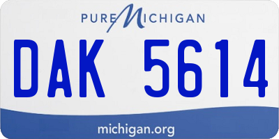 MI license plate DAK5614